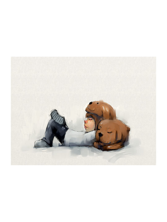 Kids Poster Girl with Puppy 40x30cm