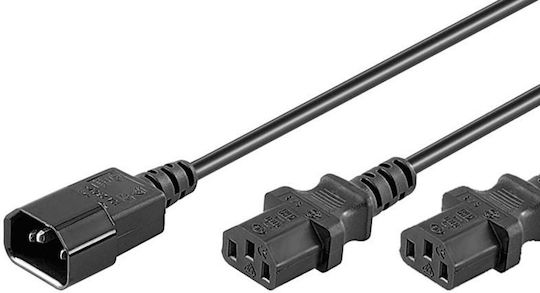 Microconnect Power Cord C13x2 C14 1.2m Y Extension Cable Black H05vv-f3x0.75mm2 Cu Male X2-female