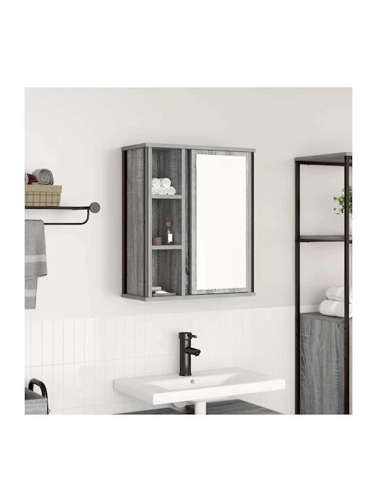 vidaXL Oglindă de Baie din Oțel Inoxidabil cu Raft & Dulap 50x21cm Gri