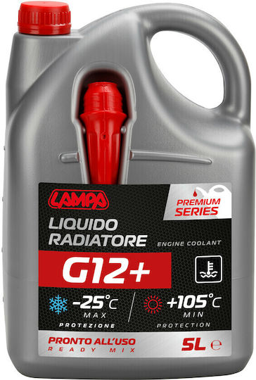 Lampa Premium Series G12+ Антифриз за охладителна течност Автомобил G12+ -25°C Червен Цвят 5лт