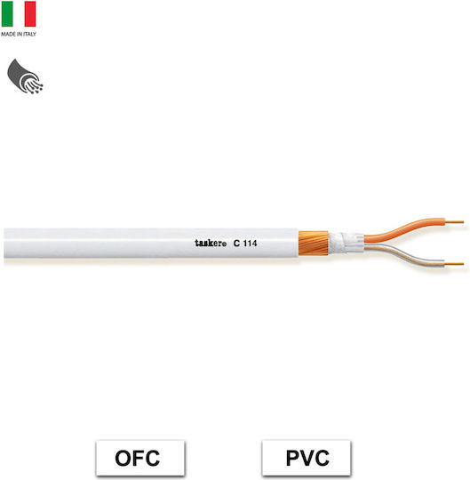 Tasker C114 Pvc White Καλώδιο Μικροφώνου Balanced 2x0.25mm Λευκό Εξωτ.διατομή 6mm Κουλ 100m Καλώδιο Μικροφώνου Balanced 2x0.25mm Λευκό Εξωτ.διατομή 6mm