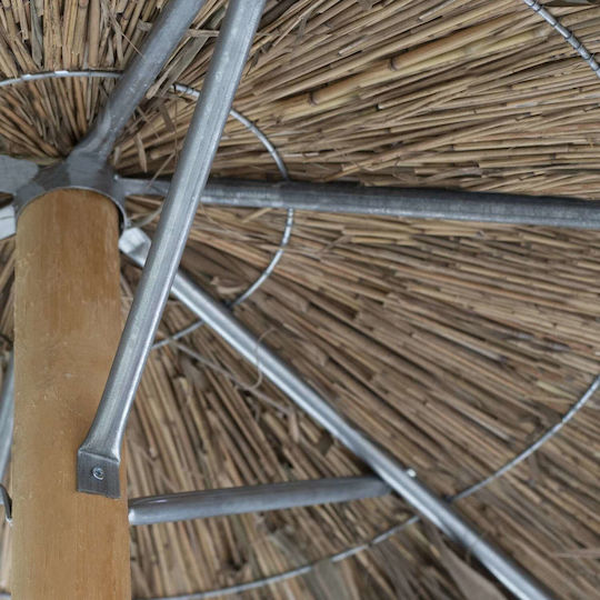 Garten- und Terrassen-Sonnenschirm Rattanmuster Φ220cm mit 4 Abspannungen und 3 Streben