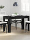 Table Dining Room Wooden Black Velvet-Black Metal 120x60x76cm