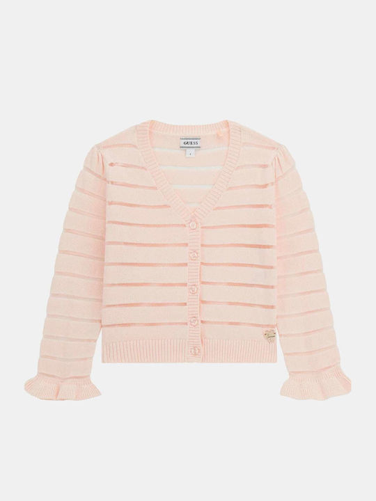 Guess Παιδική Ζακέτα Πλεκτή Ροζ Cardigan