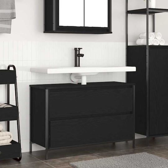 vidaXL Πάγκος χωρίς Νιπτήρα Μ90xΒ34.5xΥ60cm Μαύρη Δρυς
