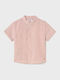 Kids Striped Shirt Short Sleeve Linen White, Red