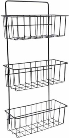 H&S Collection Επιτοίχια Ραφιέρα Μπάνιου Μεταλλική με 3 Ράφια 25.7x10.5x51cm Μαύρη
