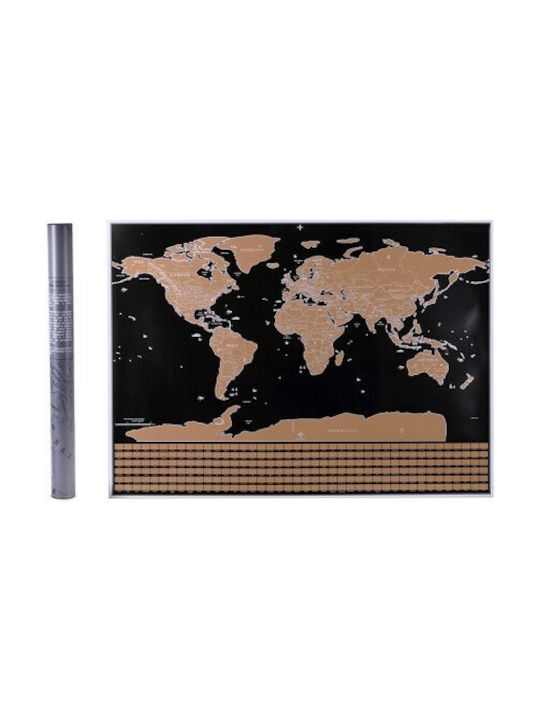 World Scratch Map for Office Decoration 82x59cm in Brown Colour without Accessories