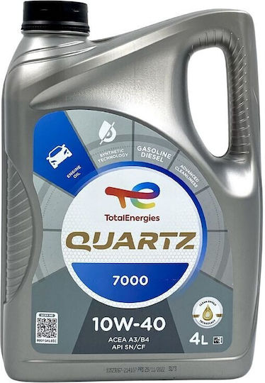 Total Quartz 7000 Ημισυνθετικό Λάδι Αυτοκινήτου 10W-40 4lt