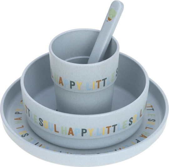 Laessig Happy Fruits Feeding Set Made of Light Blue Porcelain 4 Pieces