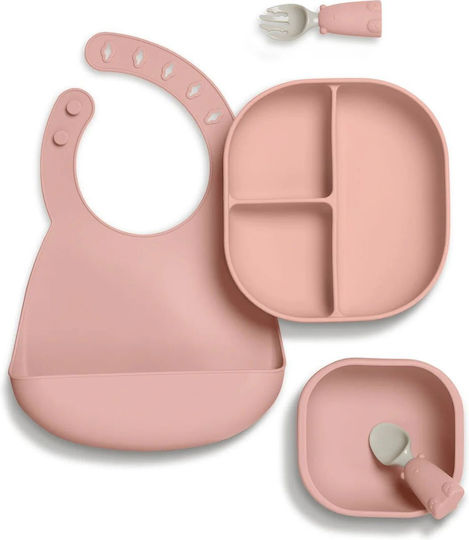Mamas & Papas Feeding Set made of Silicone with Non-Slip Base Green 5pcs