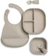 Mamas & Papas Feeding Set made of Silicone with Non-Slip Base Green 5pcs