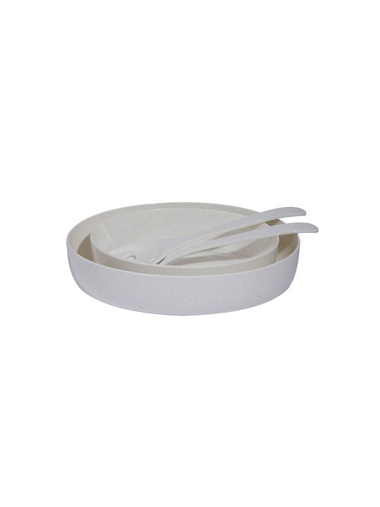 Marine Business Melamine Salad Bowl with Salad Spoons White 35x35cm 4pcs