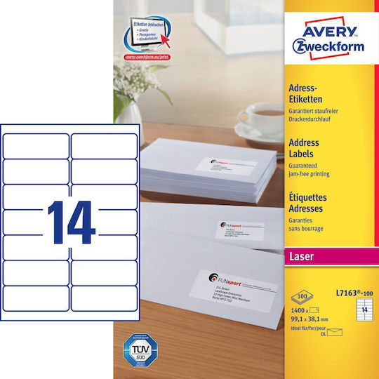 Avery Etichete autoadezive A4 Dreptunghiulare 99.1x38.1mm