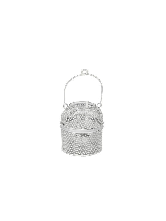 Zaros Laterne Metallisch Weiß 15cm 1Stück