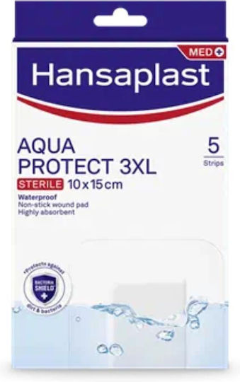 Hansaplast Wasserdichte und sterilisierte Selbstklebende Bandagen Aqua Protect 3XL 15x10cm 5Stück