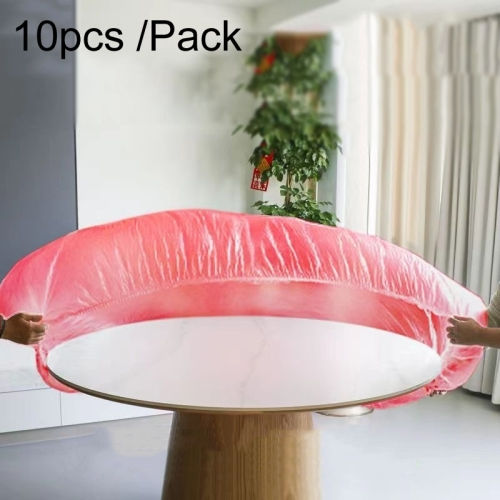 10 Pcs Pack 1.6m Disposable Elastic Tablecloth Household Thick PE Non-washable Waterproof Oilcloth Red