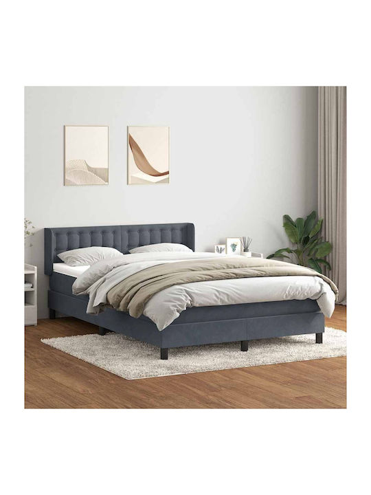 Doppelbett Bezogen mit Stoff Dunkelgrau mit Lattenrost & Matratze 160x210cm