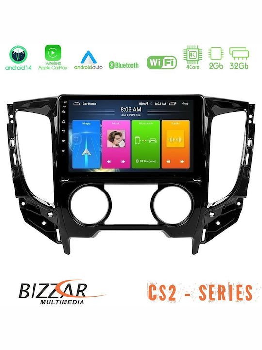 Bizzar Car Audio System for Fiat Fullback Mitsubishi L200 2016 with A/C (Bluetooth/USB/AUX/WiFi/GPS/Apple-Carplay/Android-Auto) with Touch Screen 9"
