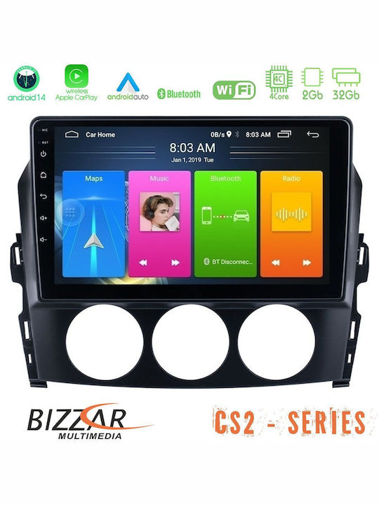 Bizzar Ηχοσύστημα Αυτοκινήτου για Mazda MX-5 2006-2008 (Bluetooth/USB/AUX/WiFi/GPS/Apple-Carplay/Android-Auto) με Οθόνη Αφής 9"
