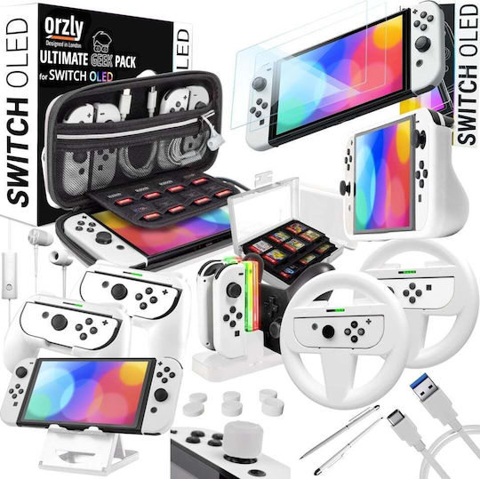 Orzly Accessory Pack Συμβατό Κονσόλα Oled Nintendo Switch Μη Συμβατό Έκδοση 2017 Ultimate Geek Pack Θήκη Προστατευτικό Οθόνης Άλλα