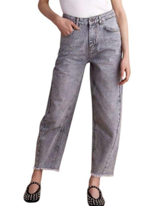 High Waist Women's Jean Trousers in Carrot Fit Grey