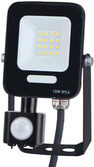 Eurolamp Waterproof LED Flood Light 10W Cold White 6500K with Motion Sensor IP54