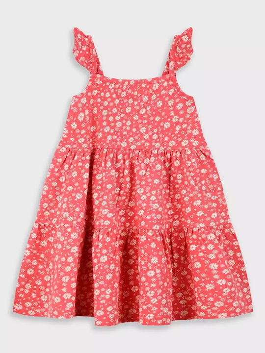 Children's Dress Sleeveless Floral Coral