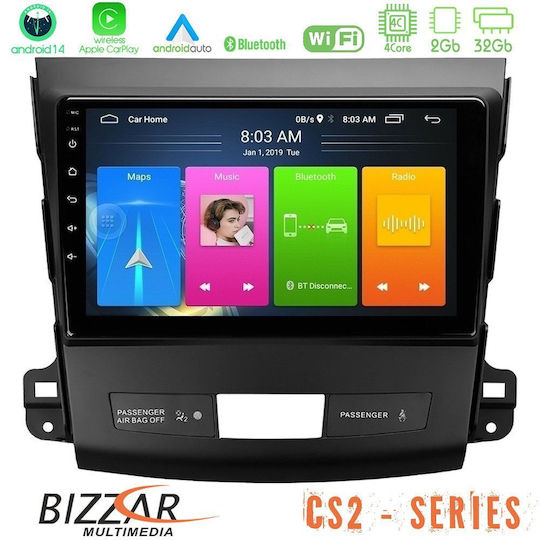Bizzar Car Audio System for Peugeot 4007 Mitsubishi Outlander Citroen C-Crosser 2022-2023 (Bluetooth/USB/AUX/WiFi/GPS/Apple-Carplay/Android-Auto) with Touch Screen 9"