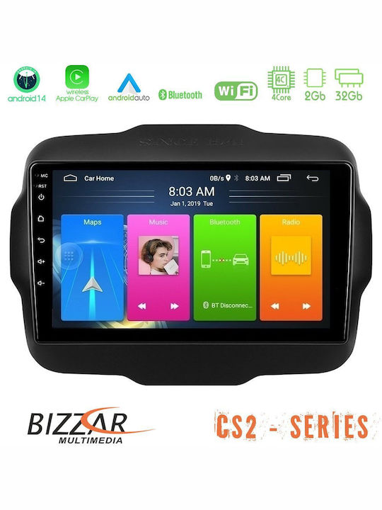 Bizzar Auto-Audiosystem für Jeep Rebell 2015-2019 (Bluetooth/USB/AUX/WiFi/GPS/Apple-Carplay/Android-Auto) mit Touchscreen 9"