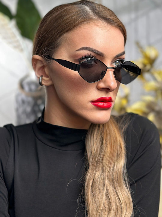 SeeVision Damen Sonnenbrille mit Schwarz Metall Gestell und Schwarz Linse