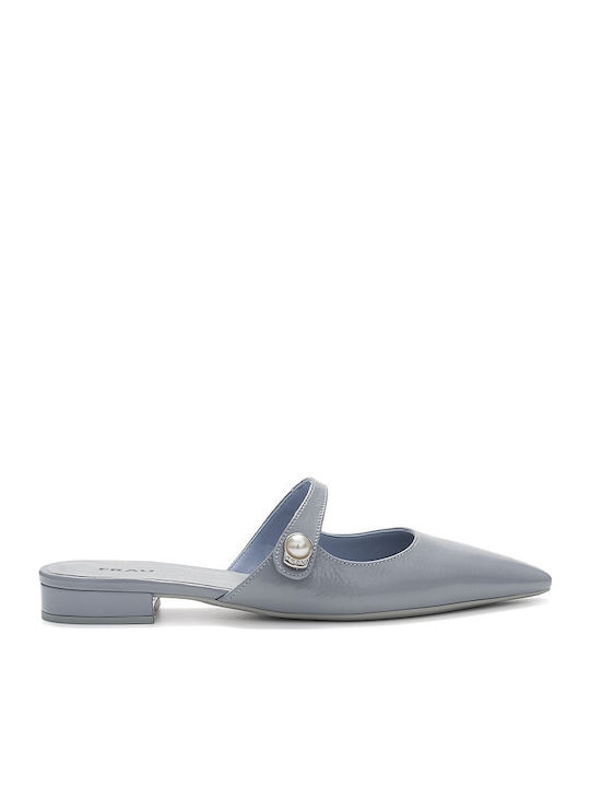 Flat Δερμάτινα Mules σε Γκρι Χρώμα