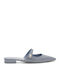 Flat Δερμάτινα Mules σε Γκρι Χρώμα
