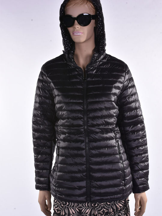 Women's Short Lifestyle Jacket Double Sided for Winter Black