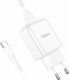 Hoco Ladegerät mit USB-A-Anschluss und USB-C-Kabel 12 W Quick Charge 3.0 / Power Delivery / PPS / Quick Charge 2.0 Weiß (DC36)
