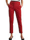Women's High-waisted Fabric Trousers Red