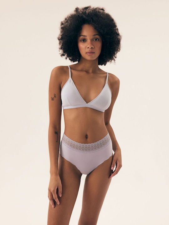 Polly 2 Βαμβακερά High Waist Women's Slip 2Pack Seamless with Lace White