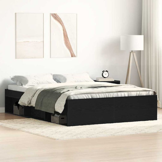 Vidaxl Bettgestell ohne Matratze Schwarze Eiche 140x190cm 1 Stück Einzel Braun