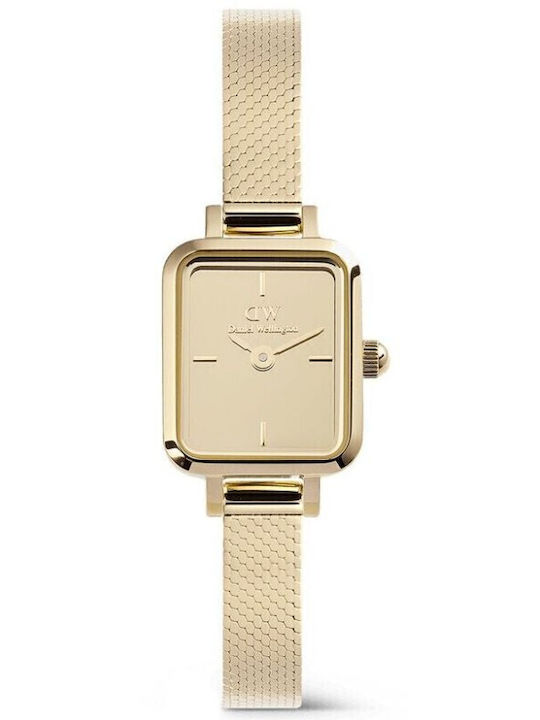 Daniel Wellington Quadro Womens Watch 18.2mm Battery With Gold Metal Bracelet