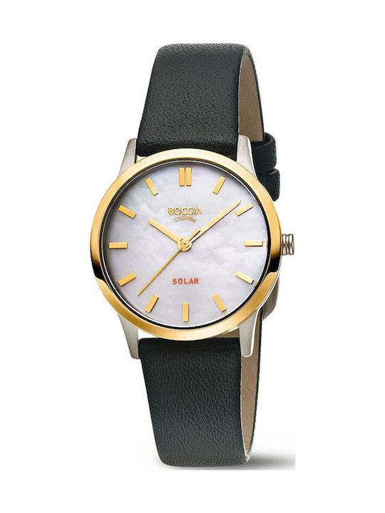 Boccia Women's Watch with Black Leather Strap
