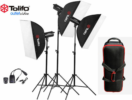 Tolifo 3 X Photography Studio Flash Tripods & Accessories All In One 1800 W