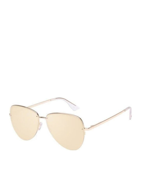 Le Specs Damen Sonnenbrille mit Gold Metall Gestell und Gold Spiegel Linse LSP1823804