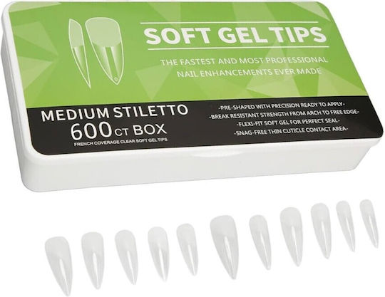 Medium Stiletto Soft Gel Връхчета за нокти Прозрачни IS-8193