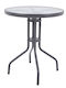Outdoor Dinner Free Standing Table with Glass Surface and Metal Frame Anthracite 60x60x70cm