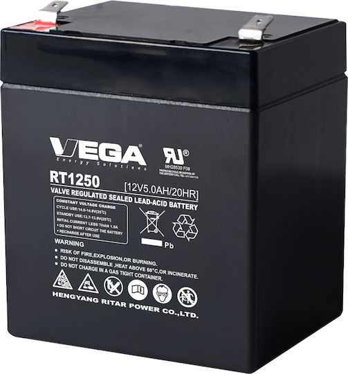 Vega Ritar Μπαταρία UPS με Χωρητικότητα 5Ah και Τάση 12V RT1250 1τμχ