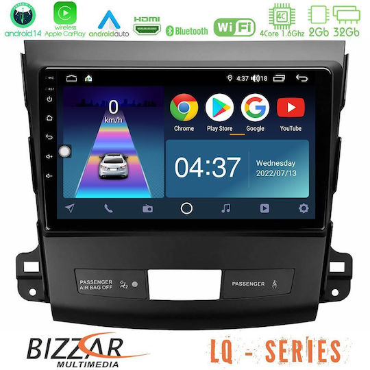 Bizzar Car Audio System for Peugeot 4007 Mitsubishi Outlander Citroen C-Crosser 2007-2012 (Bluetooth/USB/WiFi/GPS/Apple-Carplay/Android-Auto) with Touch Screen 9"