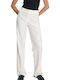 Damen Stoff Hose in Geradem Schnitt White
