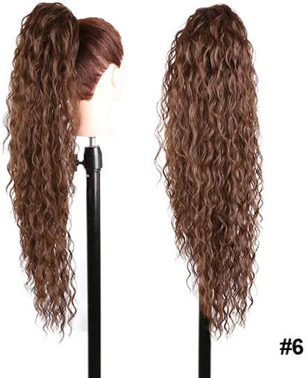Synthetic Ponytail Human Hair Keratin Kanekalon Curly Length 71 Cm Nest System Code Number 6 Chocolate