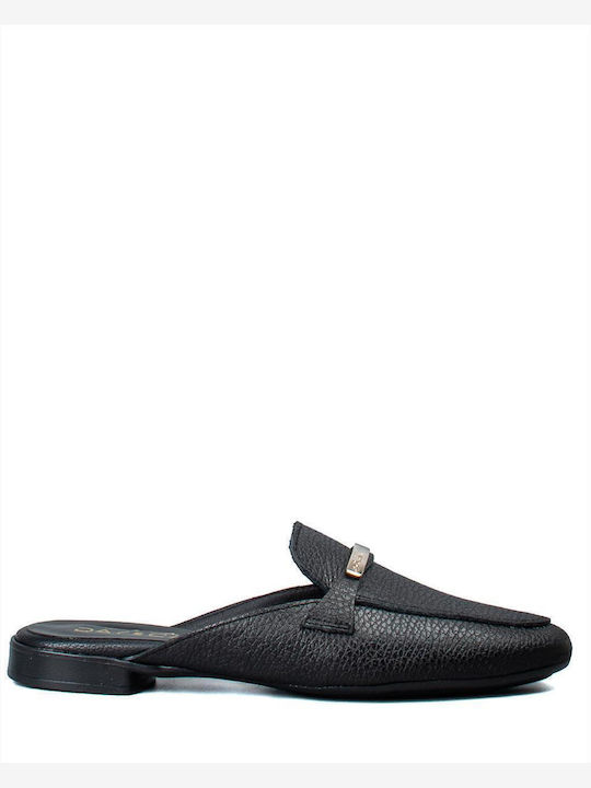 Sante Piele Mule cu Toc în Culoare Negru
