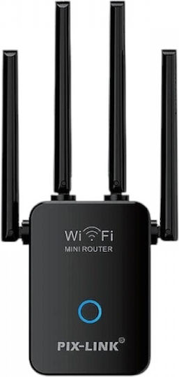 Pix-Link LV-WR32Q - 812013 v1 Wi-Fi Verstärker Einzelband (2,4 GHz) 300 Mbit/s mit 2 Ethernet-Anschlüssen Schwarze